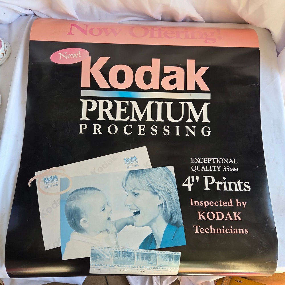 Vintage Kodak Premium Processing 35mm Photo Print Advertising Poster 27x36